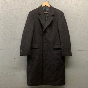 Adolfo Topcoat Men’s 40R Black Wool Long Overcoat 3 Button Classic